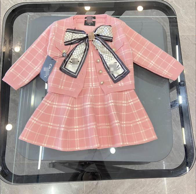 Baby girl Tracksuit Designer dress long sleeved clothing set baby knitting top dress 2 pcs sport suit children clothes set newborn Clothes AA1