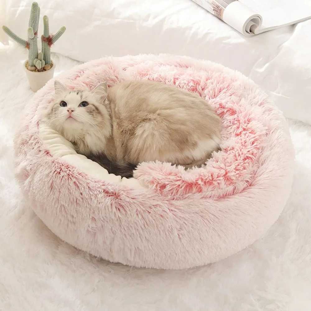 Warm Long Plush Pet Bed Enclosed Round Cat Cushion Comfortable Sleep Bag Cat Nest Kennel For Small Pet M251217