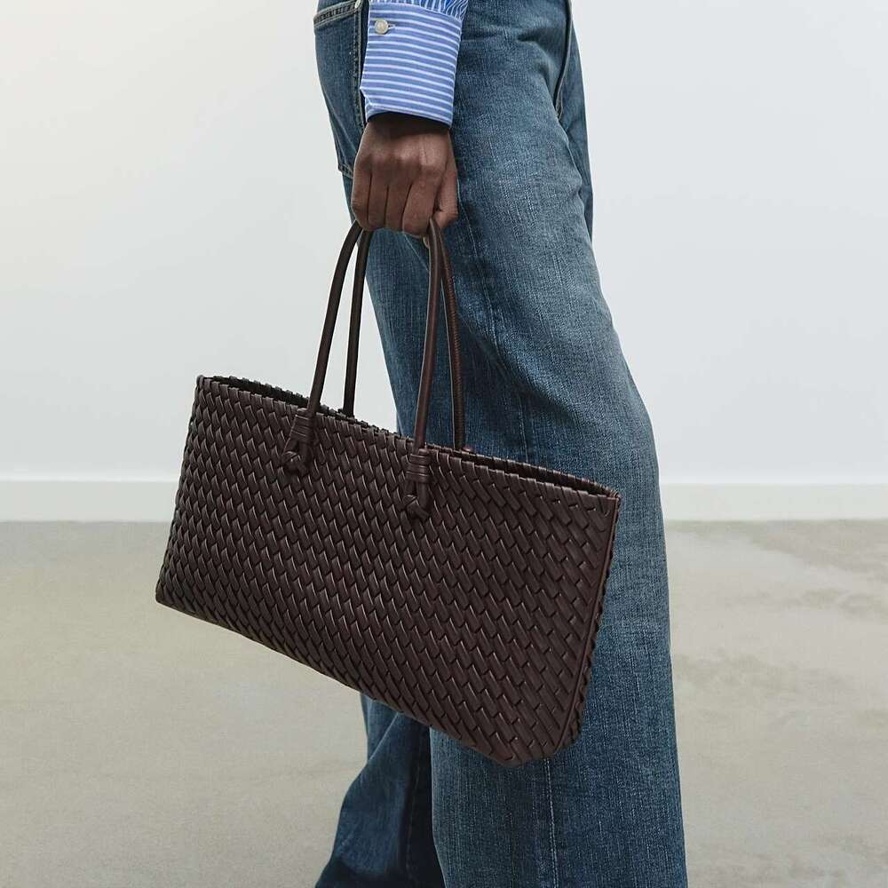 Designer dragon dh1100029076 diffusion woven top layer cowhide hot womens french basket handmade leather tote bag shoulder