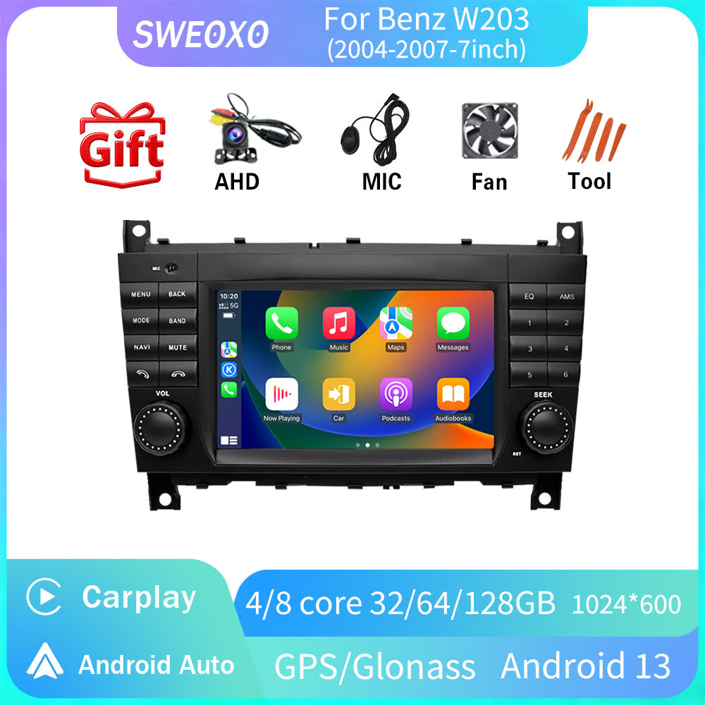 LE 7 Inch 2 Din Touch Screen Android 13 Car Audio With Carplay Gps Navigation Auto radio For Mercedes Benz W203-NO05