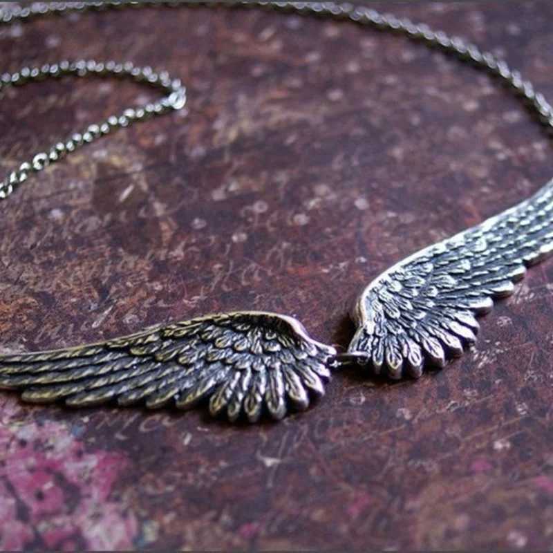 Vintage Angel Wings Feather Choker Big Pendant Aesthetic Link Chains Statement Necklace for Women Collar Wedding Tribal Gift G251217