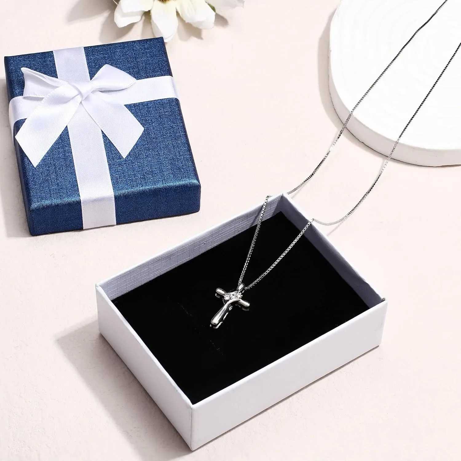 925 Sterling Silver Cross Necklace for Women 3 Stone Cubic Zirconia Silver Cross Pendant Necklaces with 1 MM Box Chain18 Inches G251217