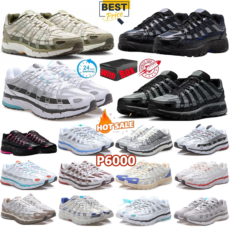 with box designer Shoes Top P6000 Running Shoes Men Women v5 Trainers Metallic Silver Light Bone Laser Fuchsia Triple Black Burgundy Outdoor Sneakers Sports eur 36-45