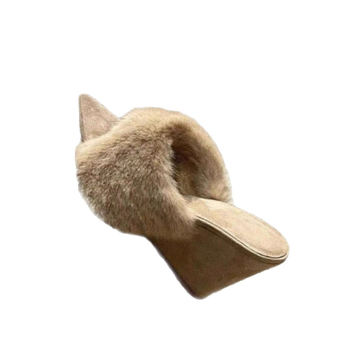 European and American style pointed wedge high heels single strap women's fur slippers new luxury fashion fur slippers designer cotton shoes - view 6