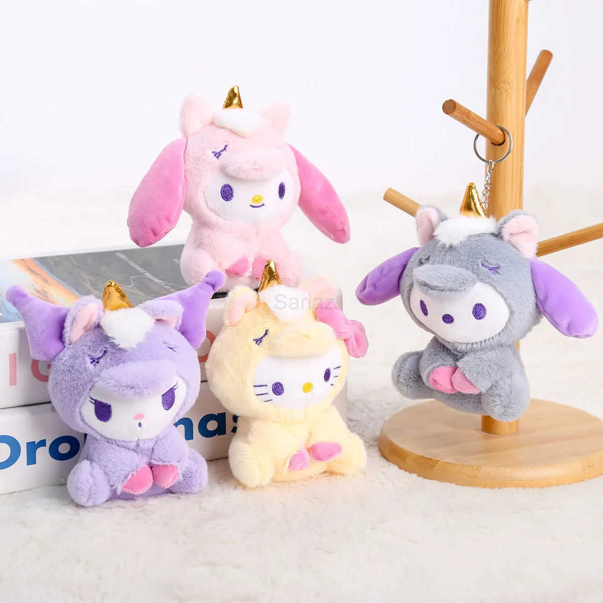 Sanrio Unicorn Kitty Cat Melody Kuromi Plush Doll Keychain DIY Decoration Backpack Shoulder Bag Accessories Plush Pendant Gift Giving H251217