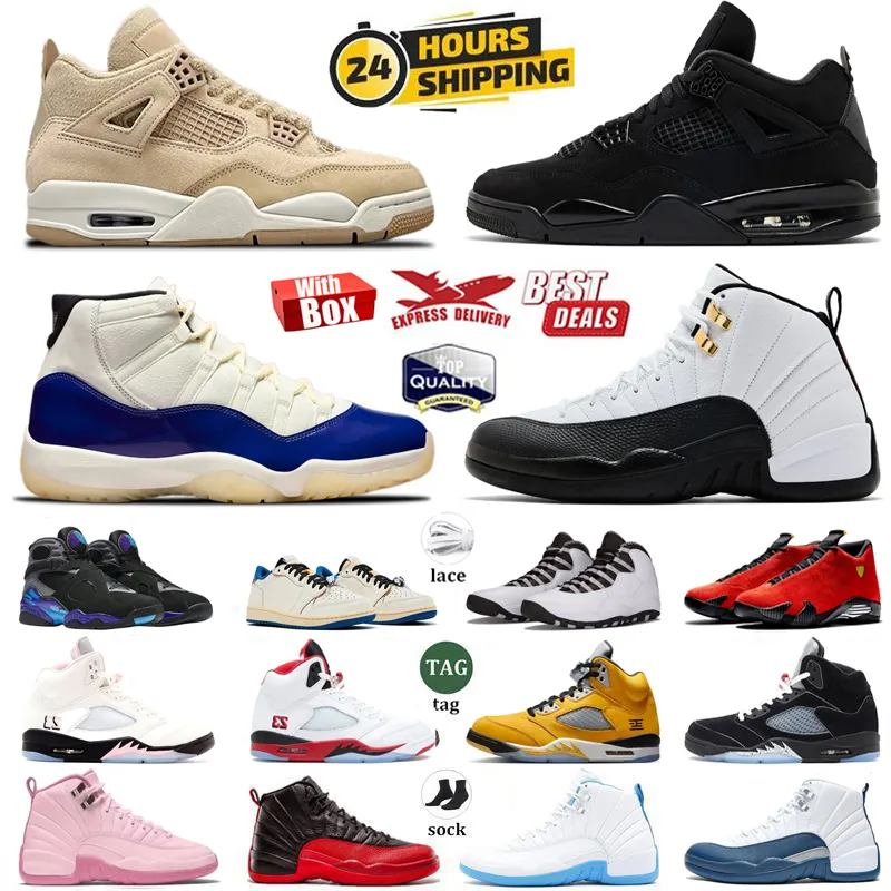 35-49 Oiginal Box Designer 4s 5s Basketball Shoes 12s 11s Men Women Sneake Military Black Cat Metallic Flu Game Bred Fear Fire Sail Red Thunder White Pink Unc Mens Traine