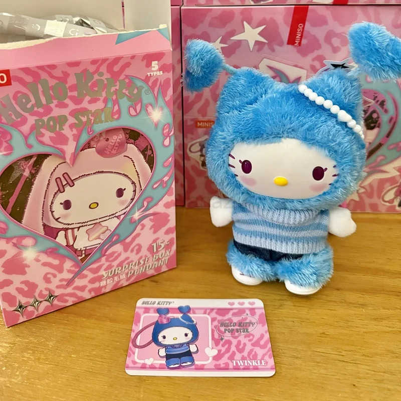 Sanrio Characters Hello Kitty Pop Star Series Vinyl Face Blind Box Toys Bag Pendents Keychains Ornaments Trendy Children Gifts H251217