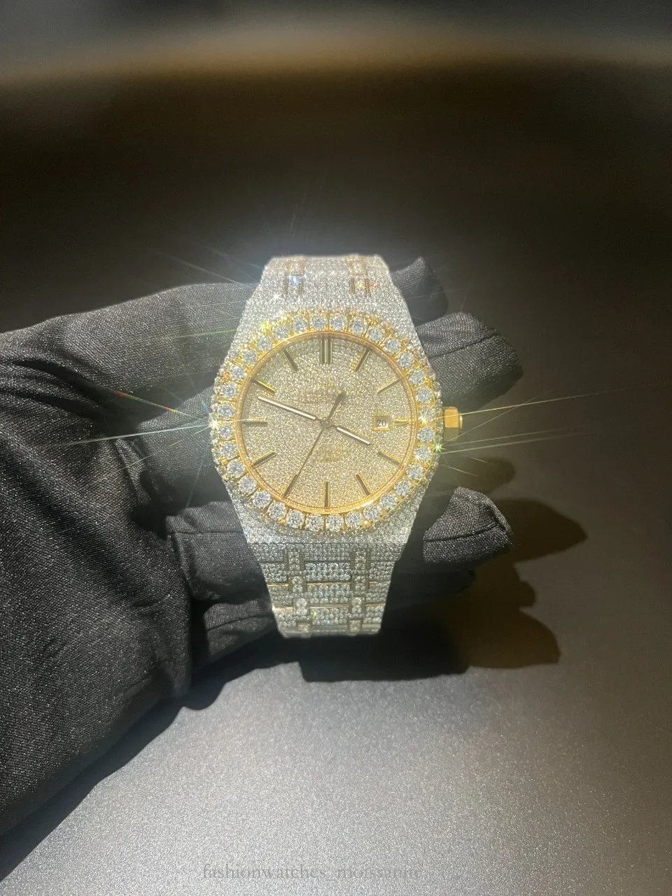 High Quality Vvs Moissanite 1:1 Iced Out Hip-hop Mechanical Handmade Stainless Steel Lab Dia Watch Free Fast delivery 886