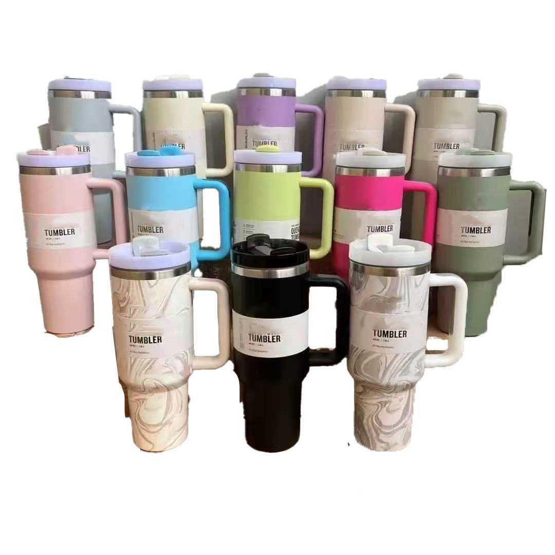 SL 40oz Tumbler with Handle Straw Lid Vacuum Insulated Thermos Coffee Mug Stanleies Steel Thermal Iced Travel Cup for Car Z250818 W251115