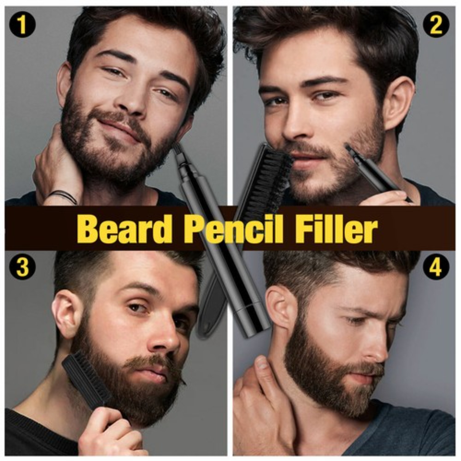 Waterproof Beard Pen for Men - Quick Fill & Style. Great Birthday Gift.