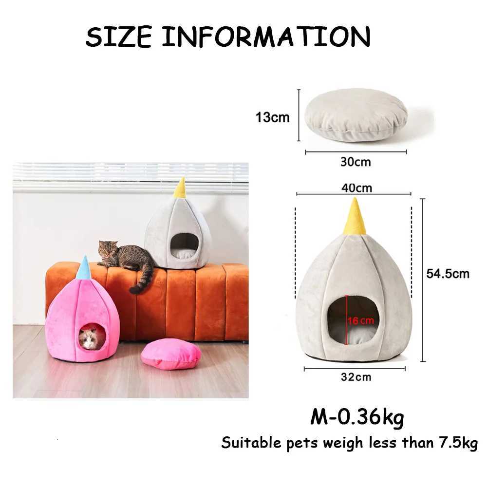 Resilience Soft Pet Cave Winter Warm Peaked Comfortable Cat House Easy Grab Cat Bed Sofa Small Cat Kennel Sleeping M251217