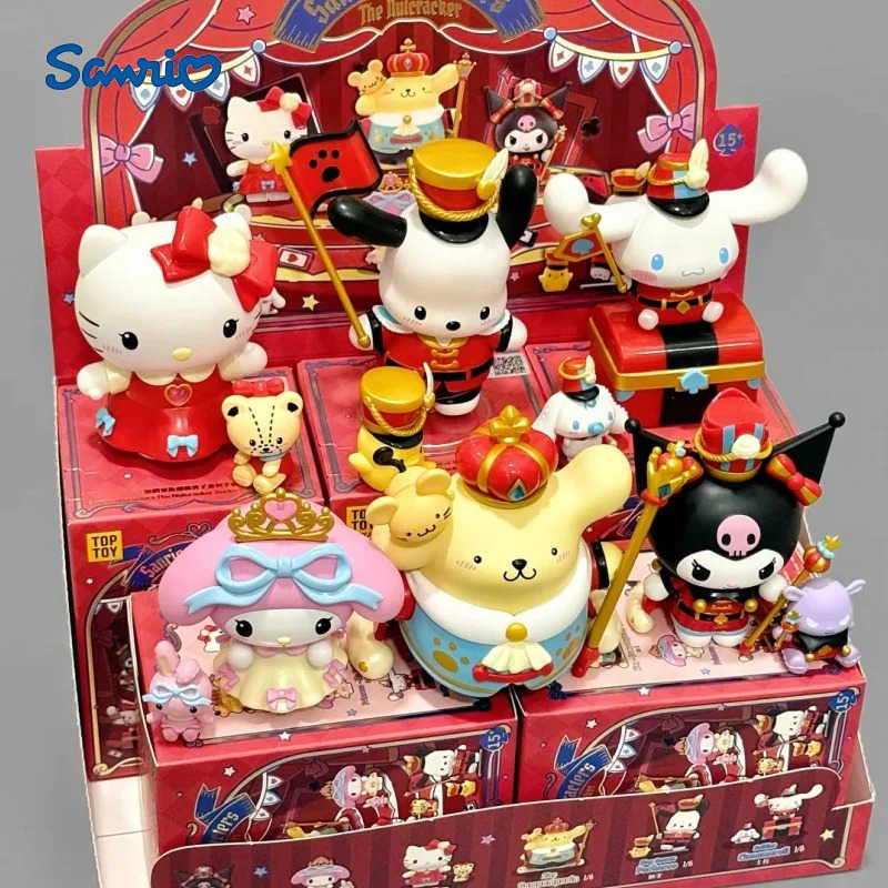 Sanrio Family Nutcracker Series Blind Box Kuromi My Melody Kt Pachacco Cinnamoroll Pompompurin Kawaii Christmas Gifts H251217