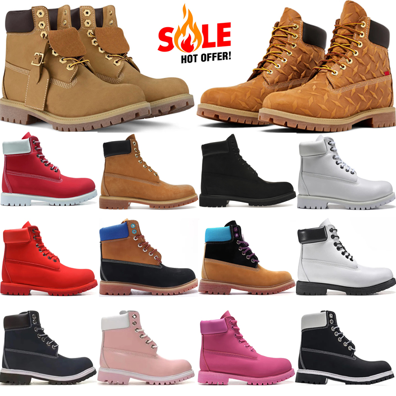 Designer Men Womens Boots Ankle Snow Boots Winter Outdoor Keep Warm booties Wheat Black White Red Pink Green Camo Leather Personality fashion Sneakers Trainers