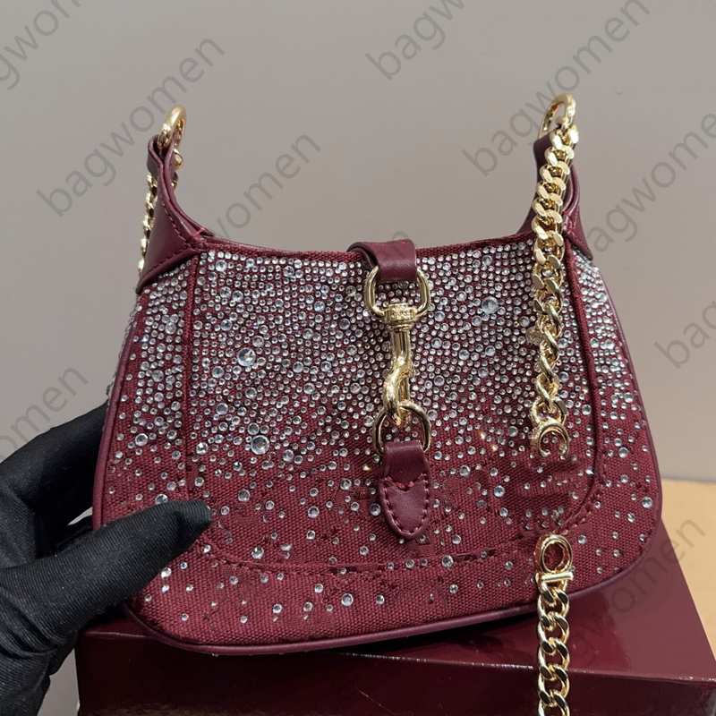 1961 Rhinestone Armpit Bag Designer Purse Chain Shoulder Bag Luxury Bag Women Handbag High Quality Diamond Letters Lady Bag Bamboo Tote Bag Hardware Letter