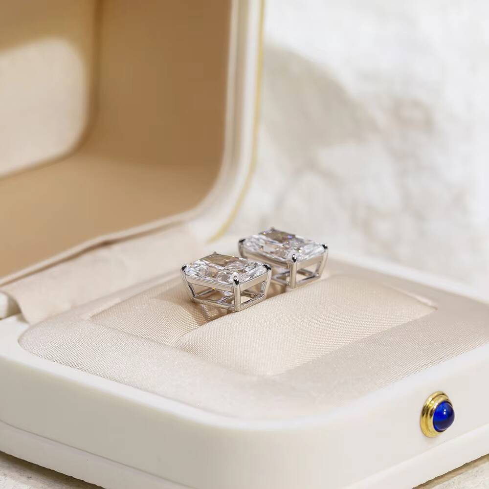 Messi Jewelry 10K 14k 18k With 18ct Radiant Cut Lab Grown Diamond Earring Stud 14K Gold Diamond Earrings IGI