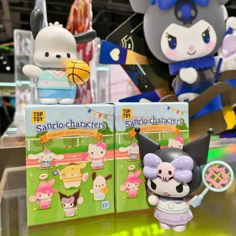 Sanrio Original Family Cheerful Sports Event Series Blind Box Hello Kitty Kawaii Doll Decorations Collectible Figure Trendy Gift H251217