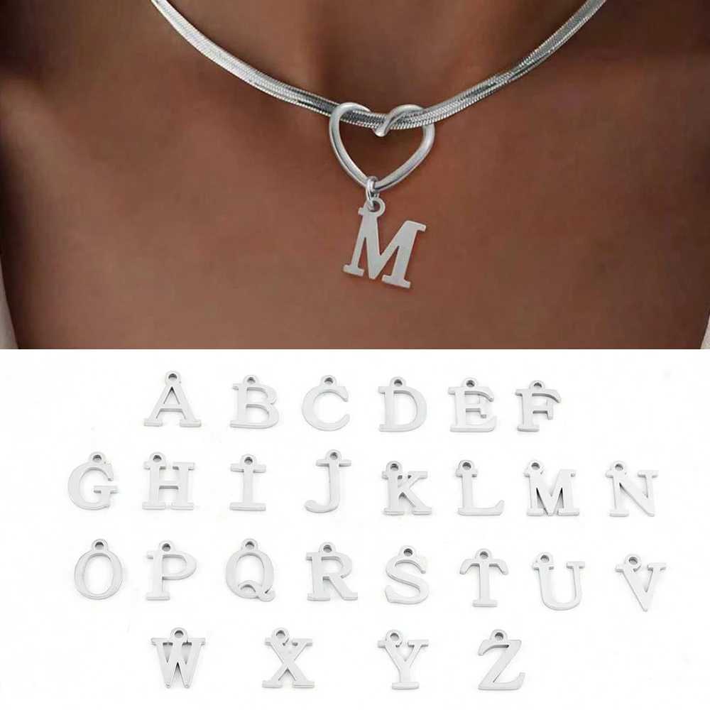 Dainty Classic Initial Hollow Heart Pendants Gold Plated Stainless Steel Letter Necklace Herringbone Chain Necklaces For Women G251217