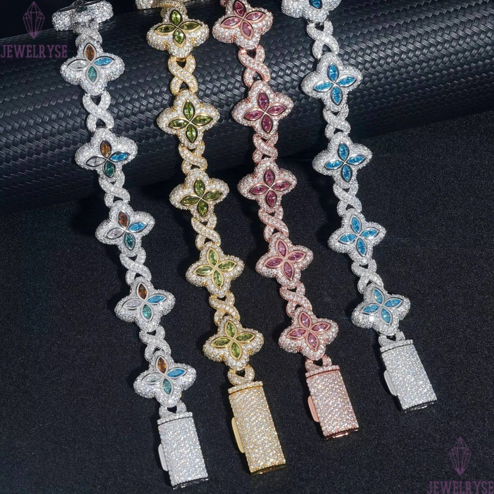 Style S925 Sterling Silver Cut Colored Moissanite Bracelet Passes The Diamond Tester And Comes With Gra