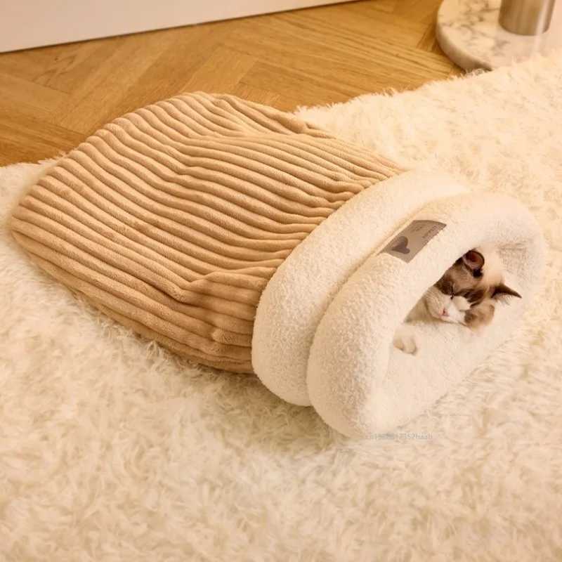 Autumn and Winter Cat Sleeping Bag Semi-enclosed Cat Nest Warm Small and Medium-sized Pet Nest Cat Bed Cozy Pet Small House M251217