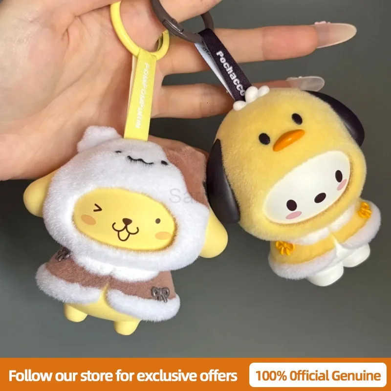 Sanrio Genuine New Little Cape Series Blind Box Kuromi KT Flocked Keychain Face Changing Trendy Toy Bag Charm Cute Gift H251217