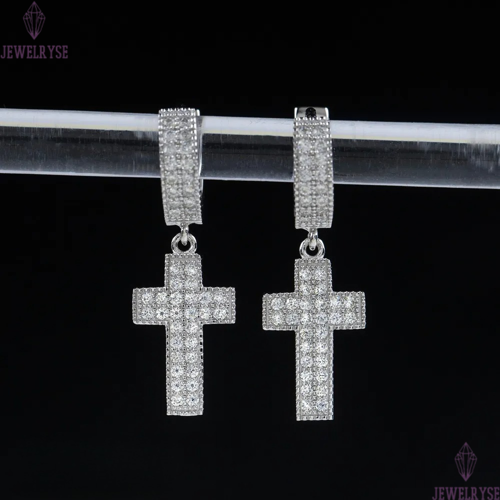 Ready to Ship 925 Silver Ice Out GRA Certificated VVS Moissanite Diamond Cross Hip Hop Pendant