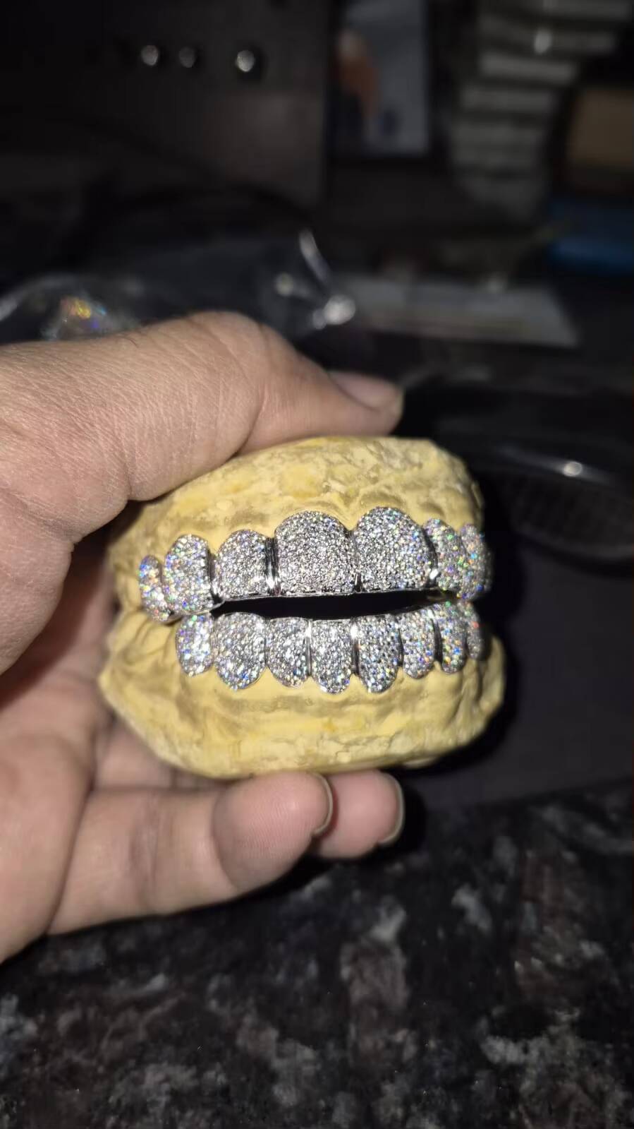 VVS Diamond Grillz Large Centre Stones Custom Grillz London Based Perfect Fit 8 Top 8 Bottom Fully Iced Sterling Childrens