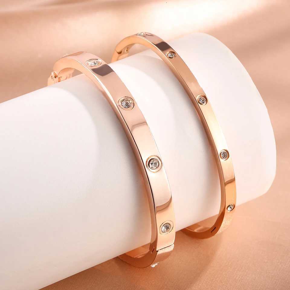 Minimalist Stainless Steel With Round Zircon Inlay Fashion Jewelry Accessory Silver/Gold/Rose Gold For Daily Wear Gifts M251217