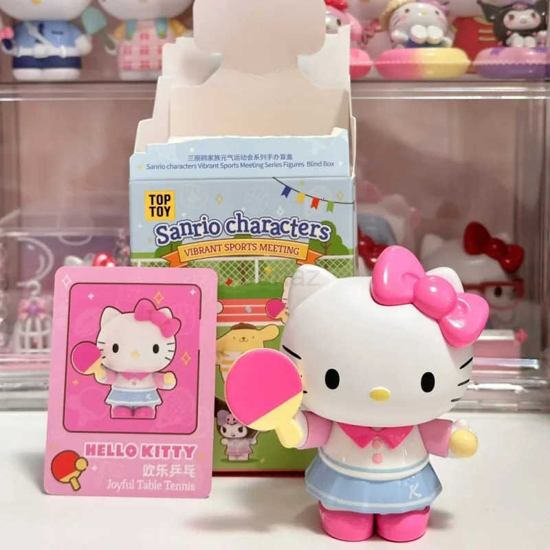 Sanrio Original Family Cheerful Sports Event Series Blind Box Hello Kitty Kawaii Doll Decorations Collectible Figure Trendy Gift H251217