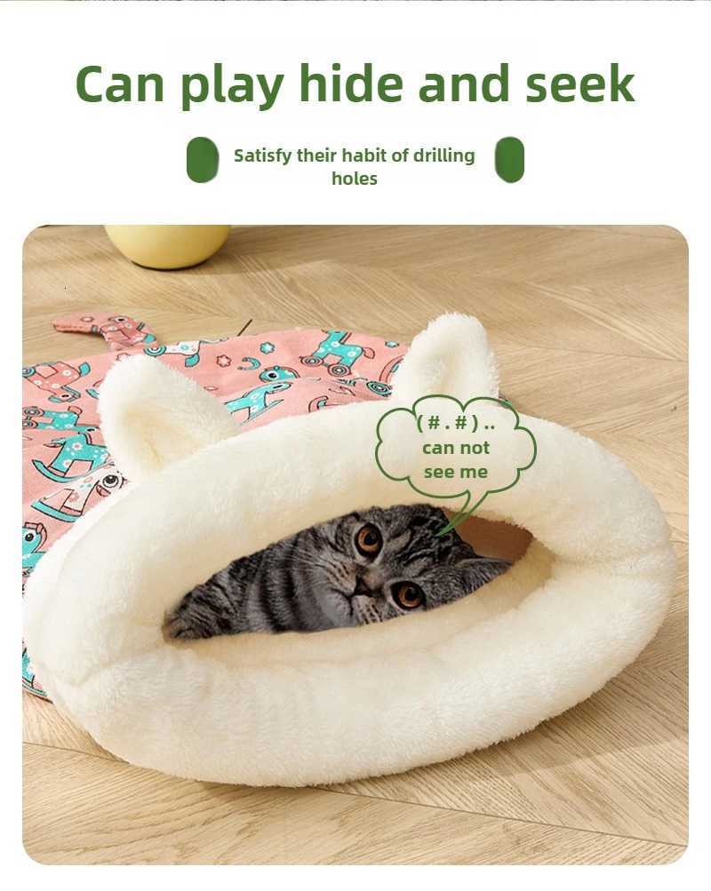 Thickened Pet Pocket Nest Bed Kitten Puppy Comfortable Warm Nest for Small Medium Dogs Cats Cat Sleeping Bag Winter Soft Fluffy M251217