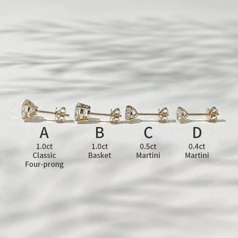 IGI Certified 05ct Diamond Earrings Three Claw Martini Set in 14K 18K Solid Yellow White Rose Gold Lab Diamond Stud Earring