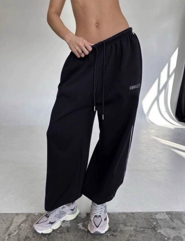 Designer Women's Pants lets Frans Embroidery Women Men Wide Leg Sweatpants High Waisted Baggy Flared Revive Cargo Jogger Daily Wear Loose Yoga Sports y2k