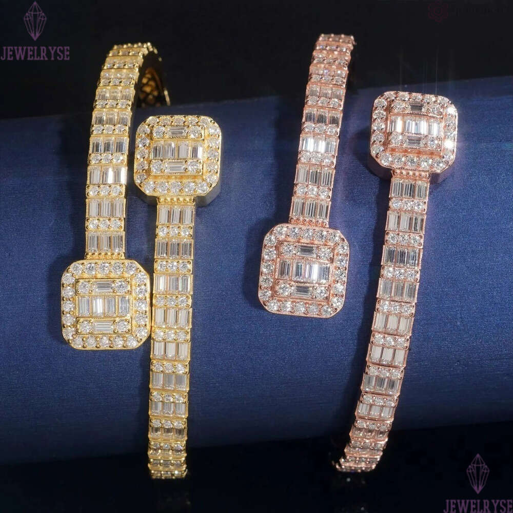 VVS Moissanite Diamond Fashion Men Jewelry 925 Silver Iced Out Hip Hop Jewelry Bracelet Bangle Men