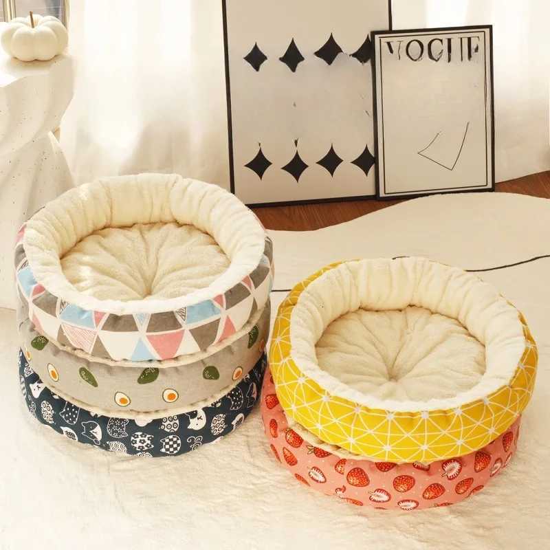 Winter Supplies Cotton and Linen Round Nest Printing Easy To Take Care of Cat Nest Pet Warm Kitten Cat Nest M251217