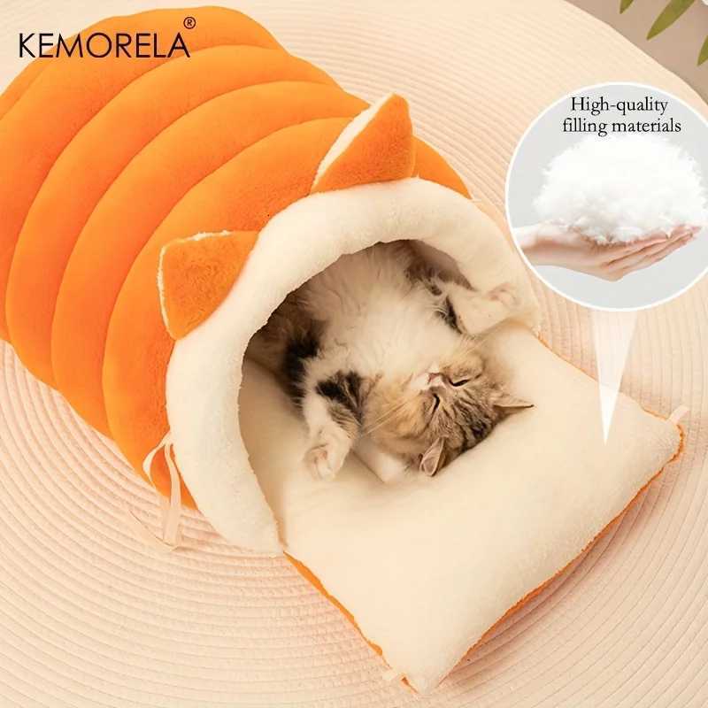 KEMORELA New For Cat Ear Cat Bed -Soft Semi Winter-Enclosed Pet Nest with Non-Slip Bottom Windproof Warm Removable Washable M251217