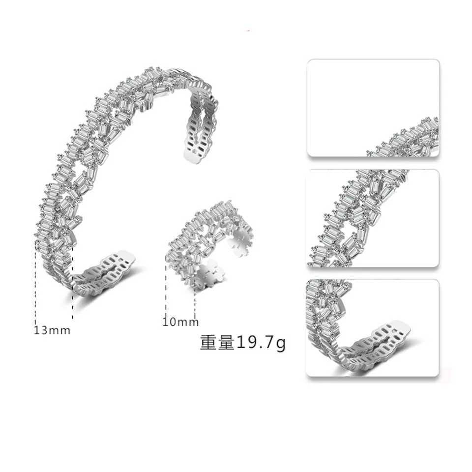ZAKOL Brand Classic Shiny AAA Cubic Zirconia Ring Bangles Wedding Jewelry Set for Women Luxury Dubai Saudi Wedding Jewelry Gift M251217