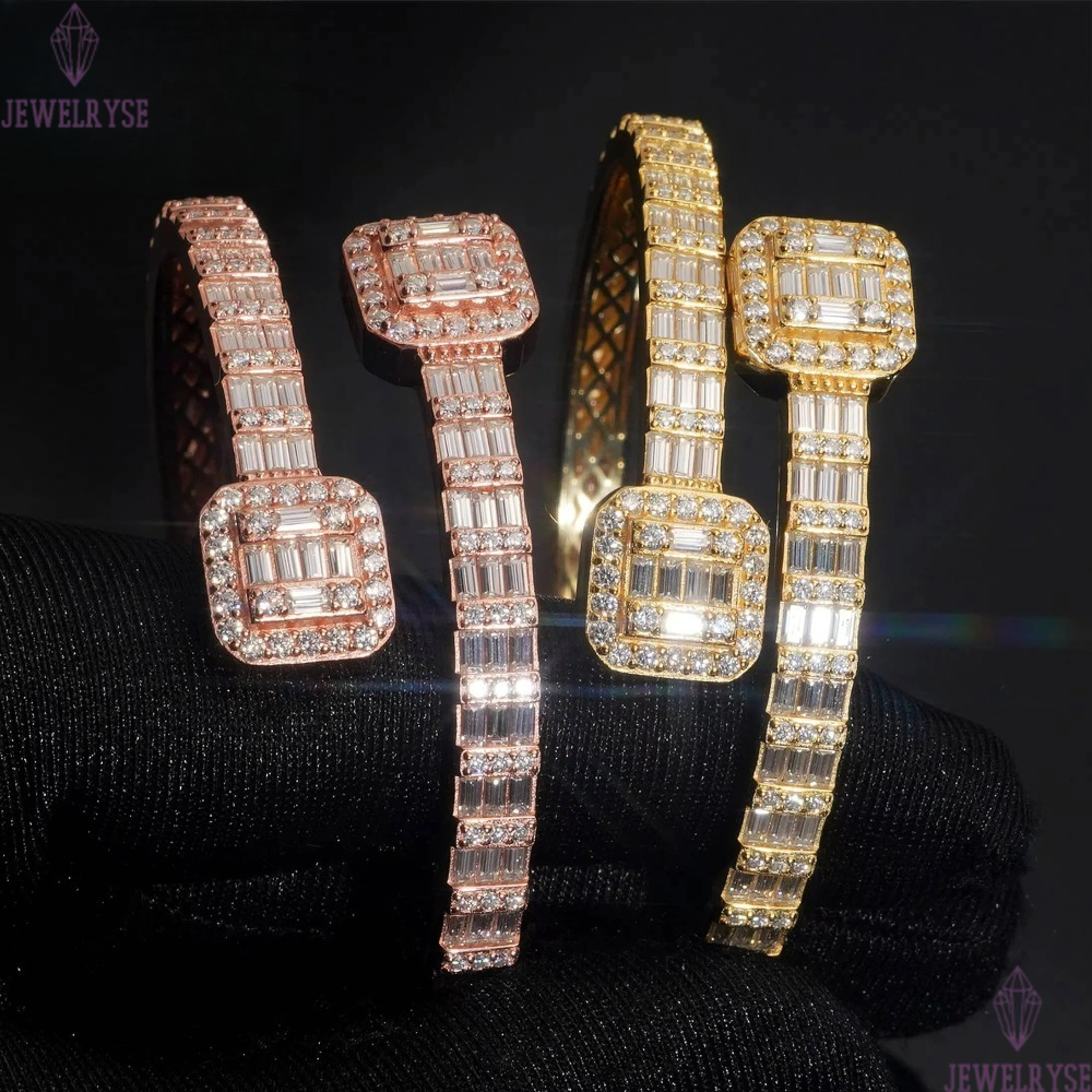 VVS Moissanite Diamond Fashion Men Jewelry 925 Silver Iced Out Hip Hop Jewelry Bracelet Bangle Men