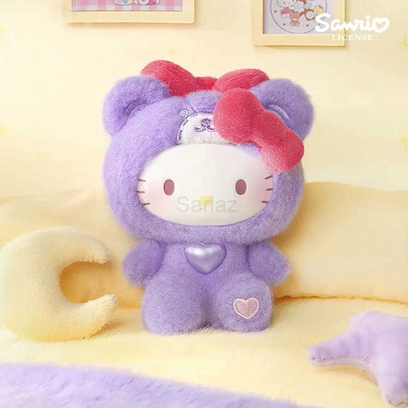 Sanrio Original HelloKitty Teddy Sleepwear Vinyl Plush Pendant Trend Blind Box Doll Anime Figure Ornament Toy Birthday Gift H251217