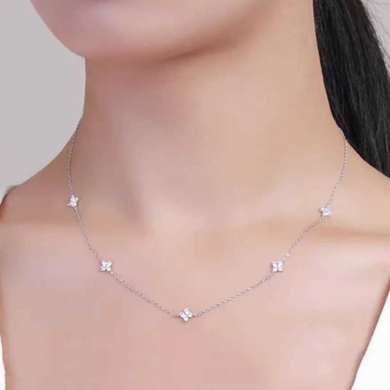 Gorgeous Flower Inlaid Zircon Chain Necklace for Women Elegant Luckly Choker Party Jewelry BirtHDay Gifts G251217