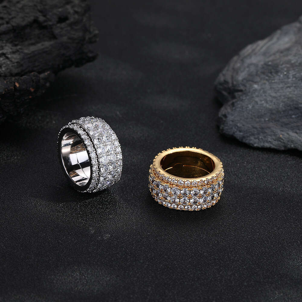 Designer Jewellery High Quality Rotating Geometric Starry Sky Diamond Ring Unisex Versatile Gift for All Occasions Textured Modern Accessory