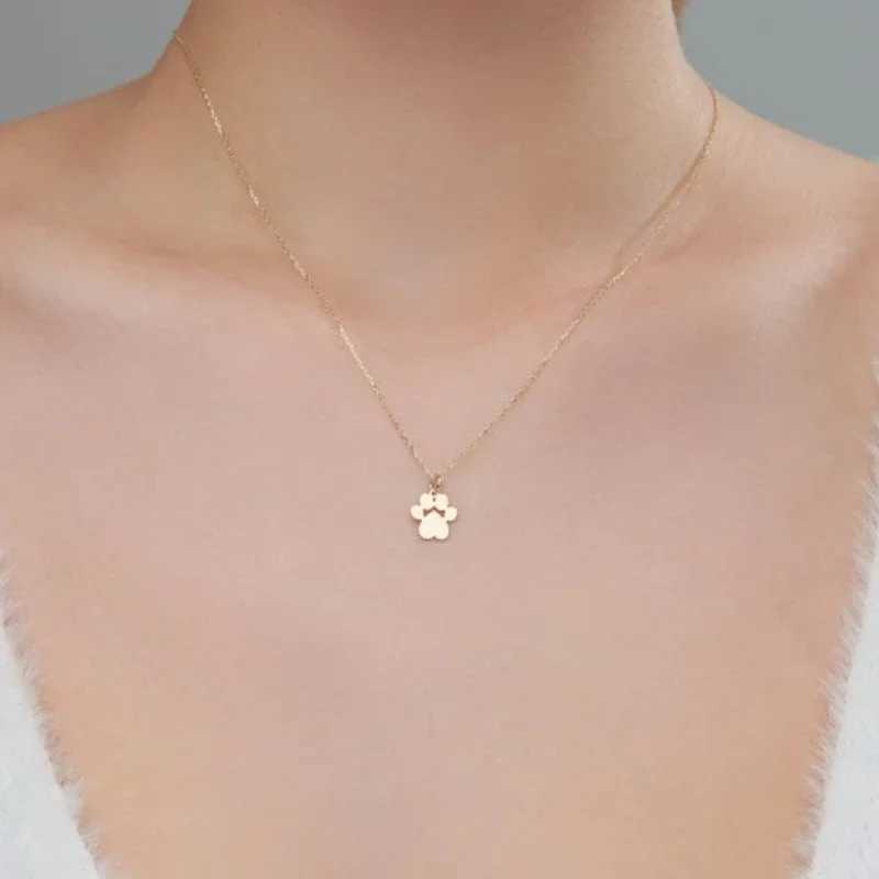 Stainless Steel Cat Paw Pendant Necklace Animal Paw Charm Choker Necklace Cat Paw Print Necklace Women Jewelry Simple Design G251217