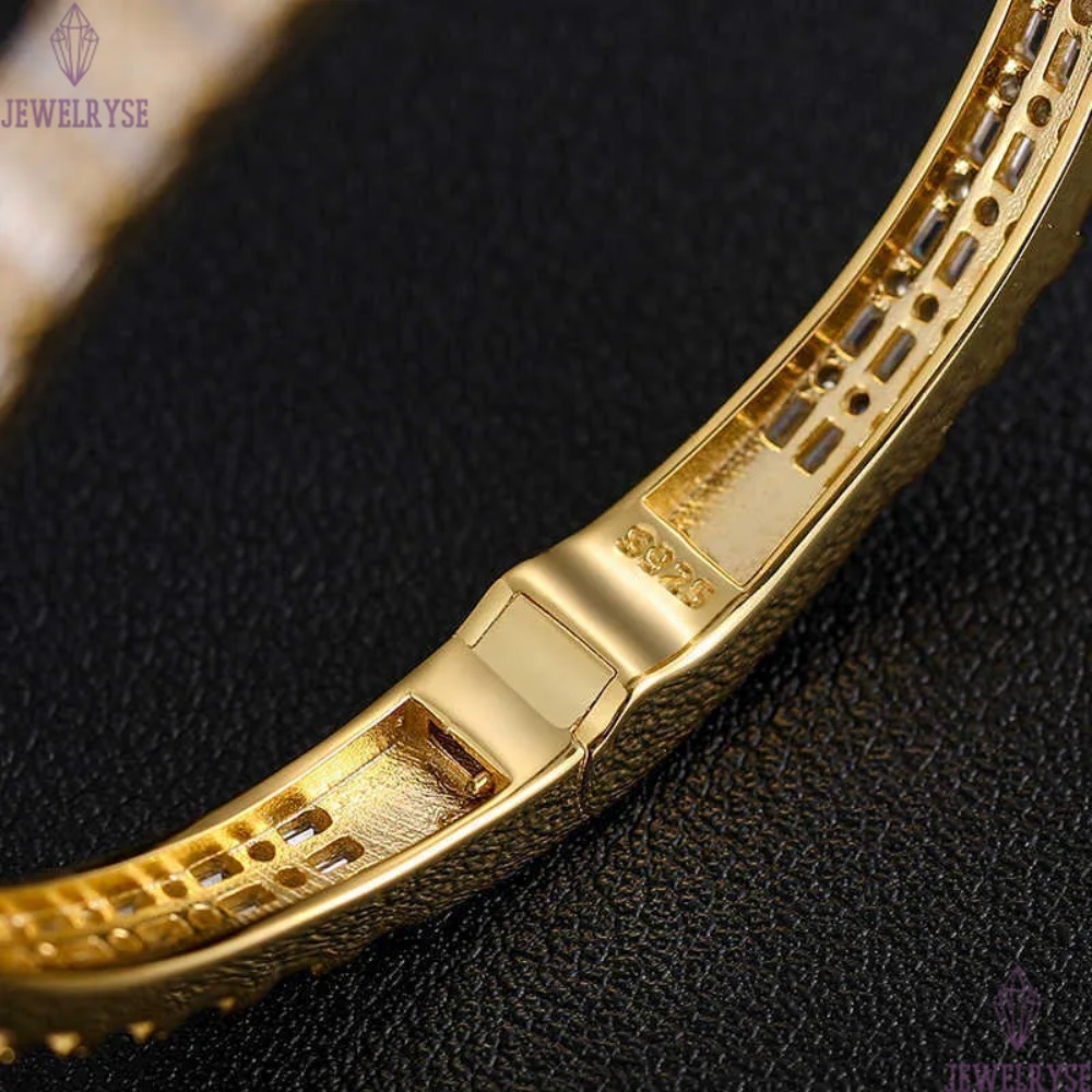 Pass Dia Tester 1615ct 55mm Sterg Sier Baguette VVS Moissanite Iced Out Cuff Bangle Bracelet For Men Women