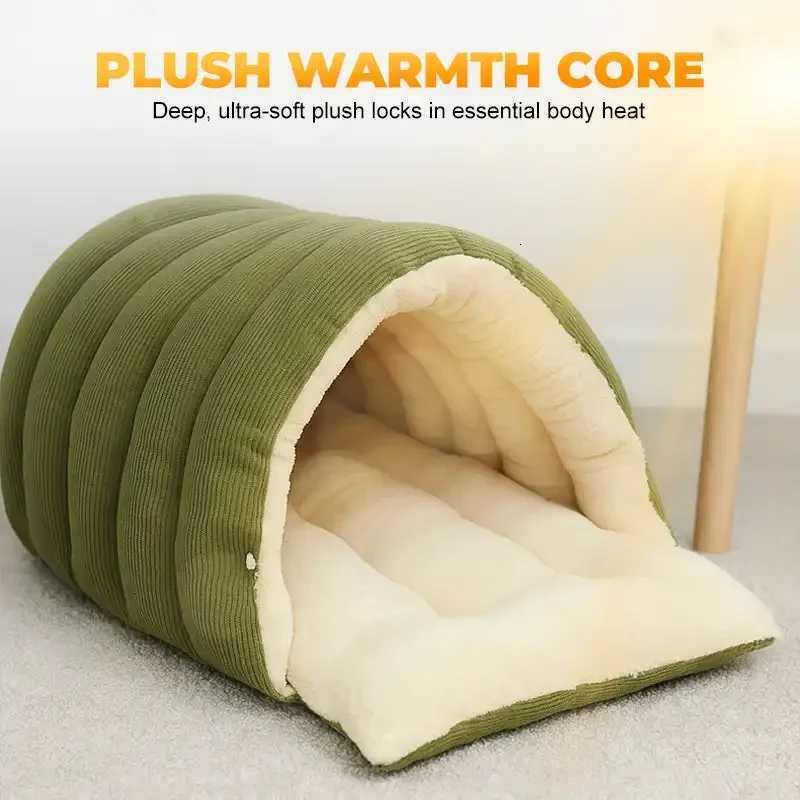 Winter Thermal Plush Cat Bed Winter Warm Enclosed House with Removable Washable Cover for Cats Small Pets Anxiety M251217