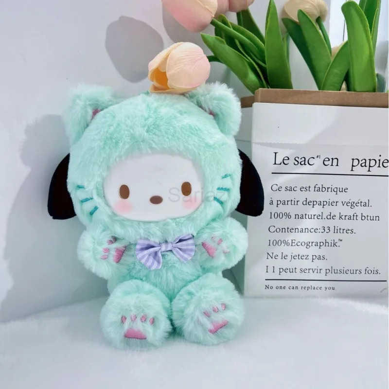 Sanrio Cross Dressing Hello Kitty Vinyl Face Toys Bag Pendant Anime Kuromi Cinnamoroll Doll Girl Cartoon Kawaii Toy Gift H251217