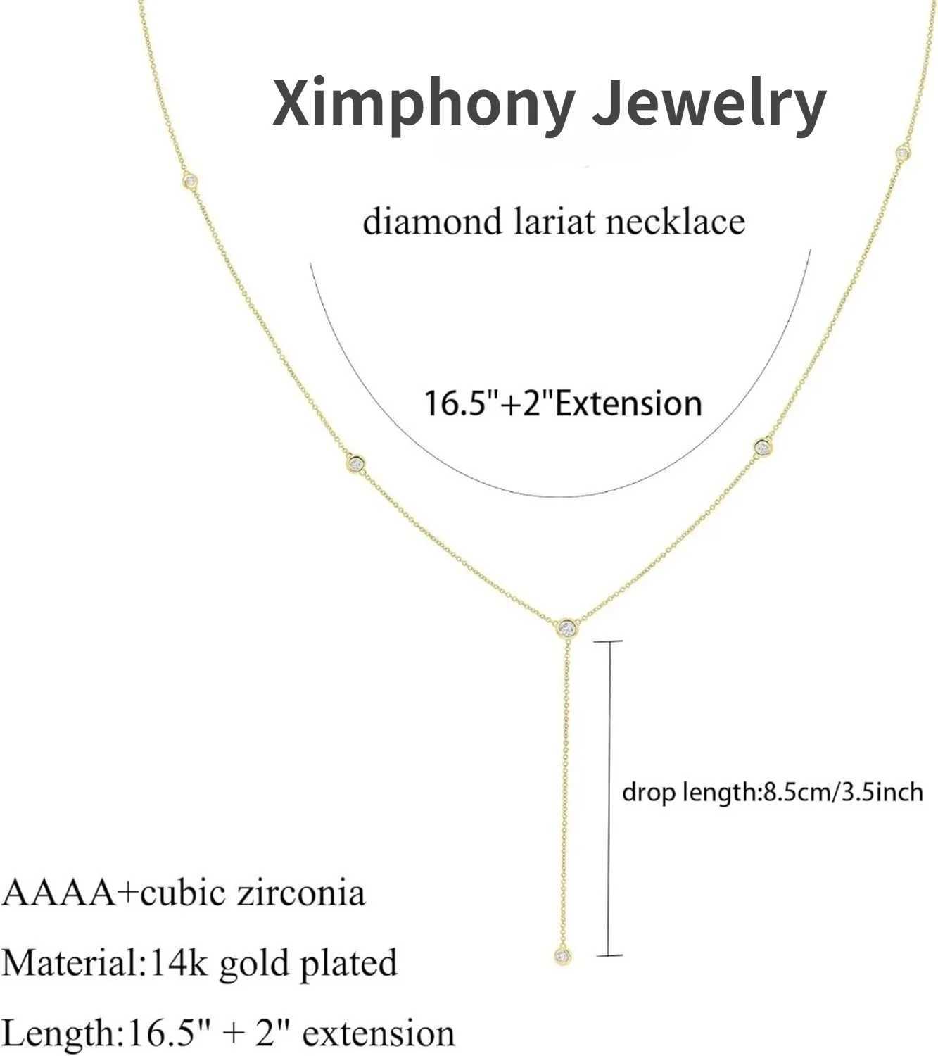 Gold Plated CZ Lariat Necklace for Women Boho Fashion Jewelry Women Silver Plated Necklace for Women Dainty Gold Necklaces G251217