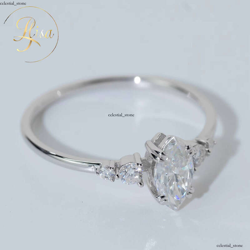 Luxury 1.2ct Vvs Lab Grown VVS Moissanite Custom Unique Popular White Gold 925 Silver Engagement Ring Women Jewelry