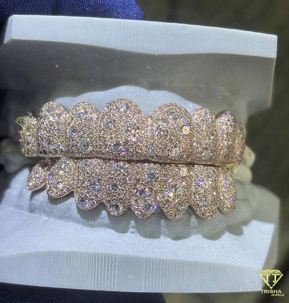 Customized Fit Grillz S925 Sterling Silver with VVS Moissanite Pass diamond tester Iced Out Dental Personalized Gift - view 5
