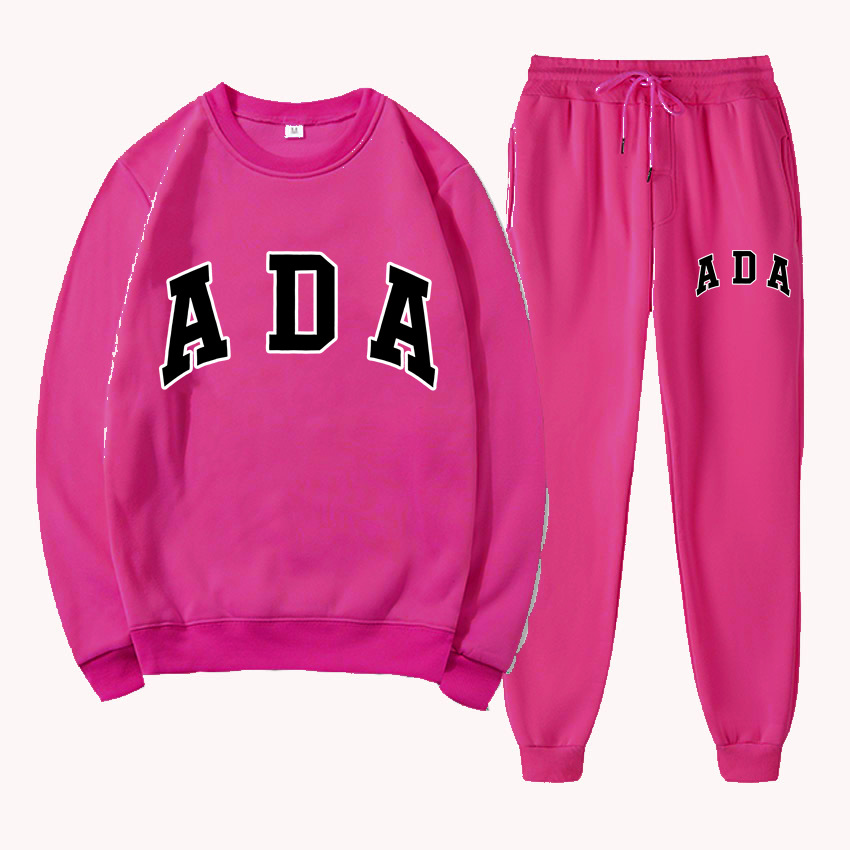 Free Shipping Designer womens clothes two piece ADA Letter Print 2-Piece Tracksuit Sweatshirt & Jogger Pants Soft Fabric Casual Daily Lounge Wear Outf