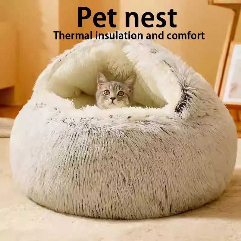 Plush Fleece Insulated Shell Cat nest Semi-Enclosed Dog Bed Closed Top Cat Nest 2 in 1 Fashionable Pet nest M251217