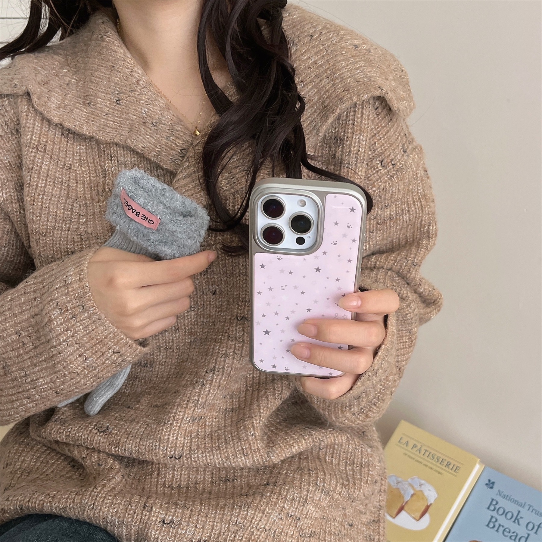 Korean Style Pink Star Compatible with iPhone 16 Max Phone Case 17 Silver Edge 14 Pro Epoxy 15 Shockproof