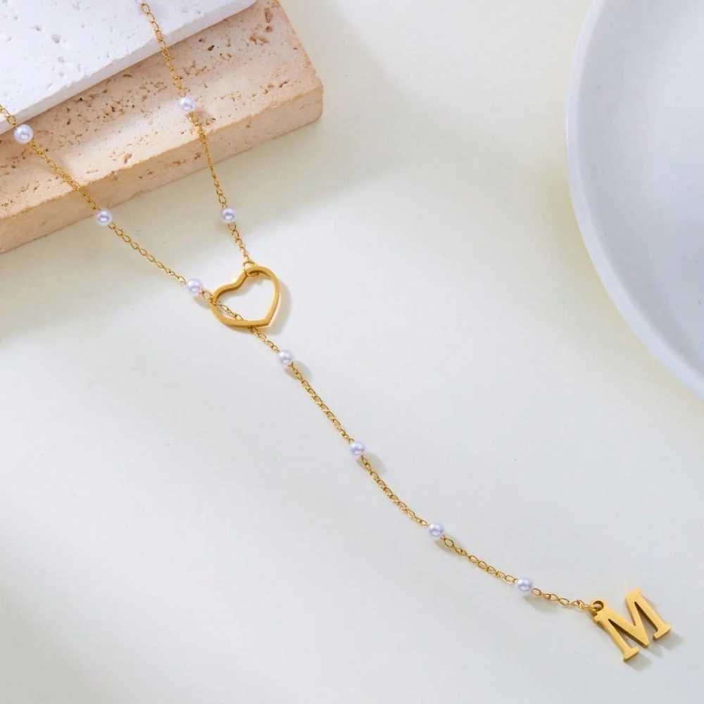 Dainty Gold Plated Stainless Steel Heart Letter Pendant Necklace for Women Choker Initials Necklace Gift For Girlfriend Mom G251217